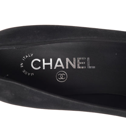 Chanel Suede Calfskin Patent Cap Toe CC Pumps 40 Black 6 of 11