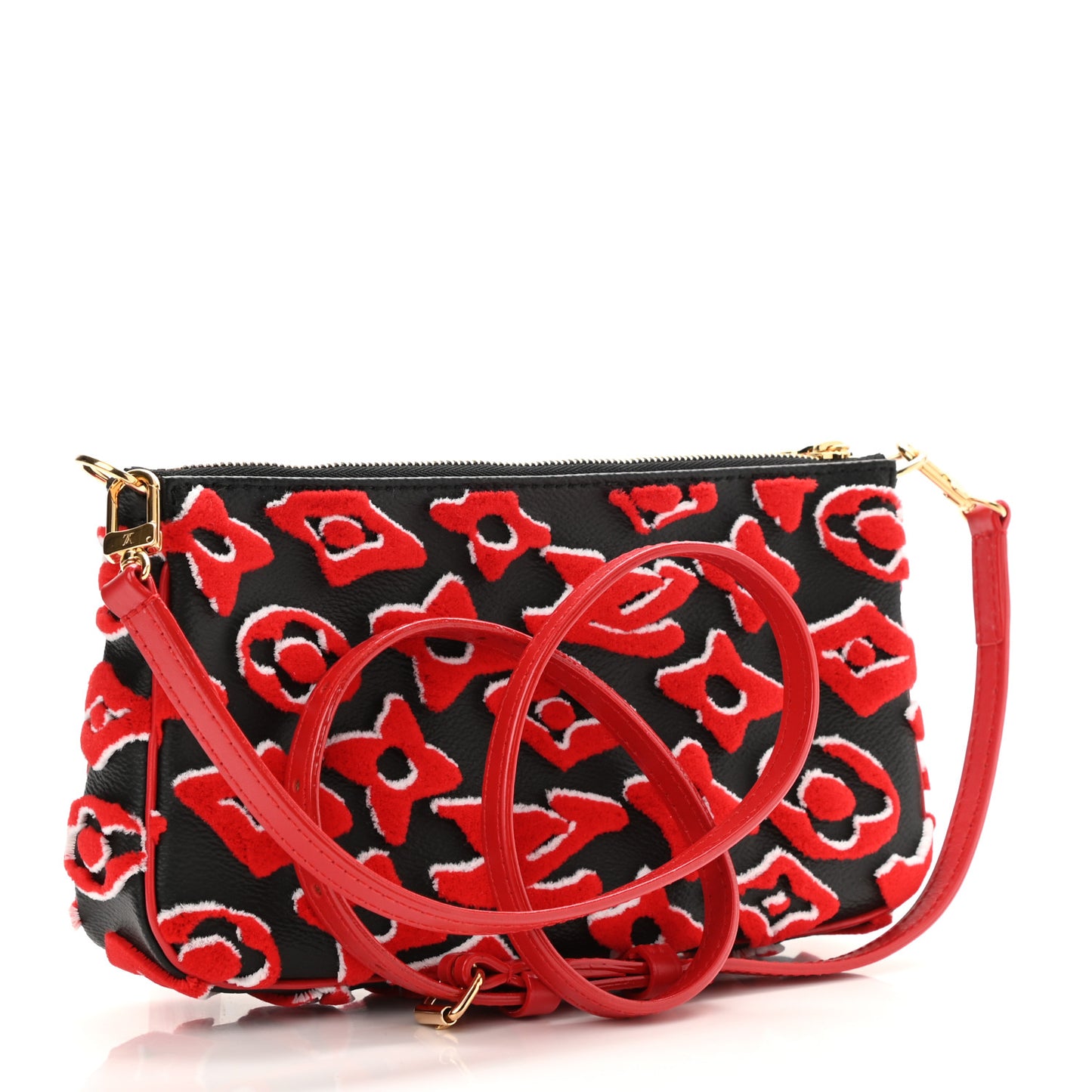 X UF Tufted Monogram Pochette Accessories Black Red