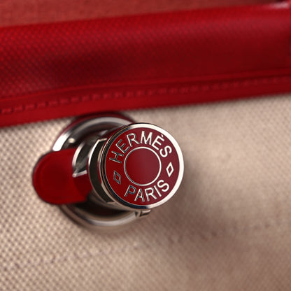 Hermes Toile H Berline Vache Hunter Herbag Zip PM 31 Rouge Piment Ecru 6 of 9