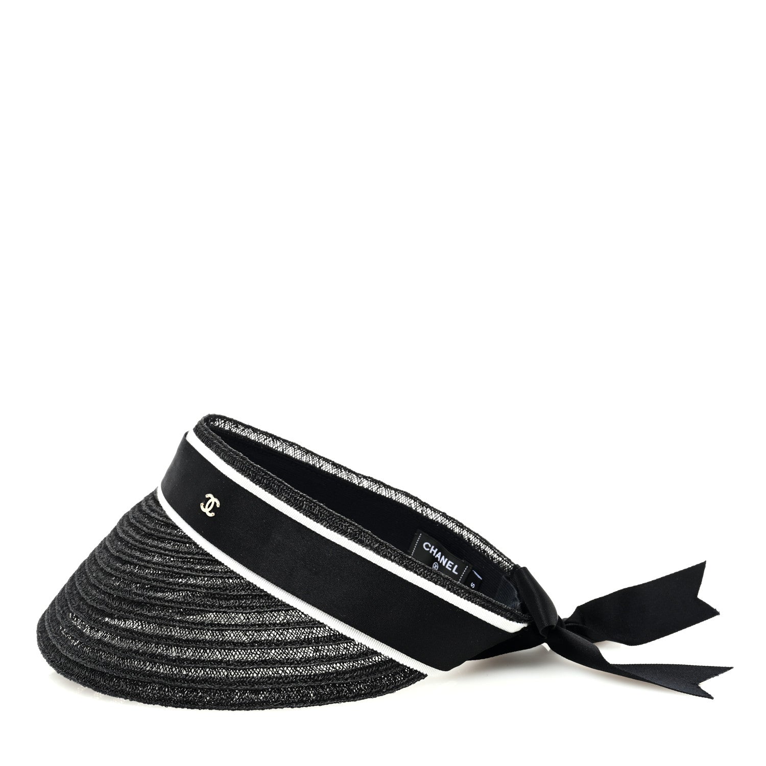 Chanel Abaca Cotton Ribbon Visor S Black 4 of 7
