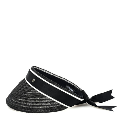 Chanel Abaca Cotton Ribbon Visor S Black 4 of 7