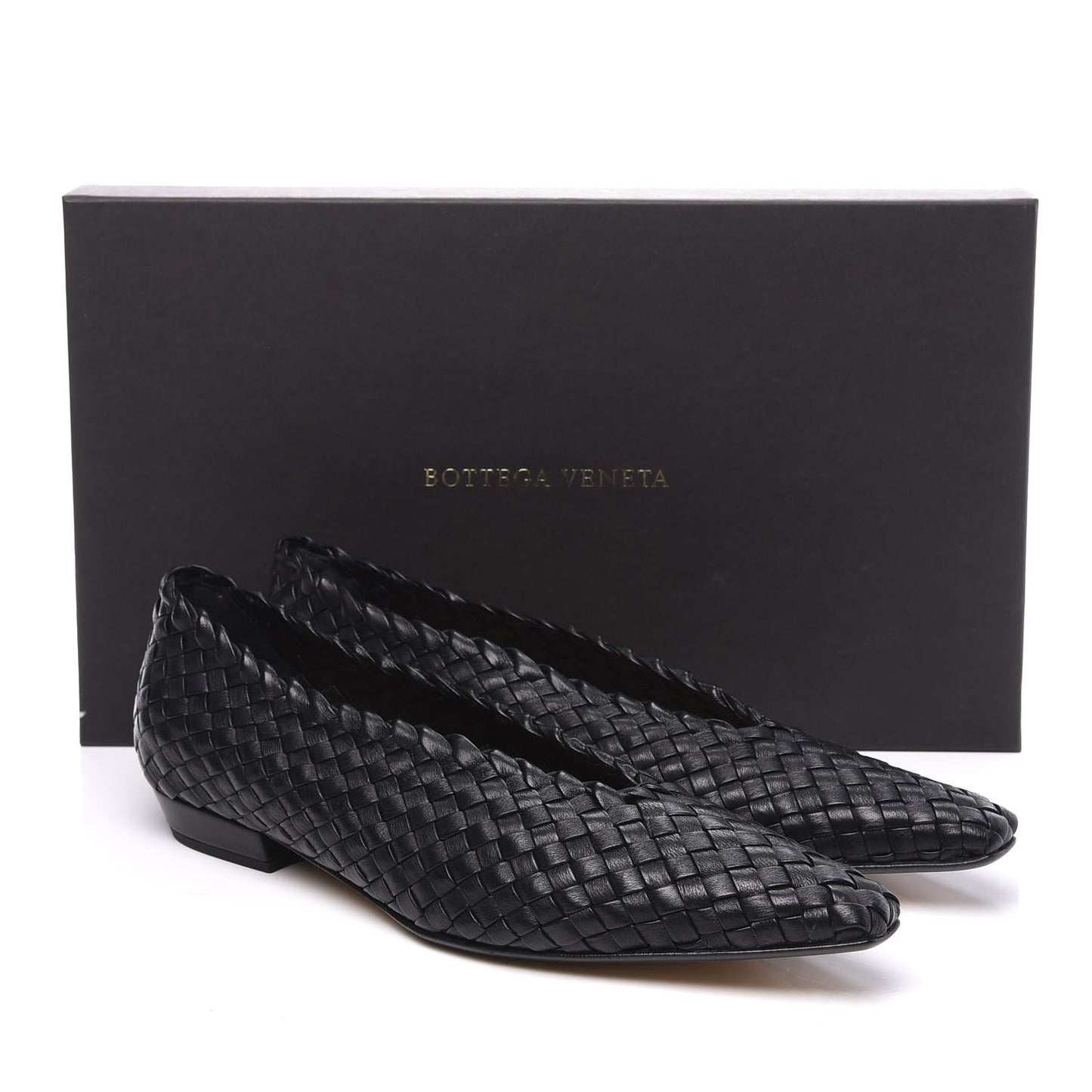Nappa Intrecciato Almond Flats 39 Black
