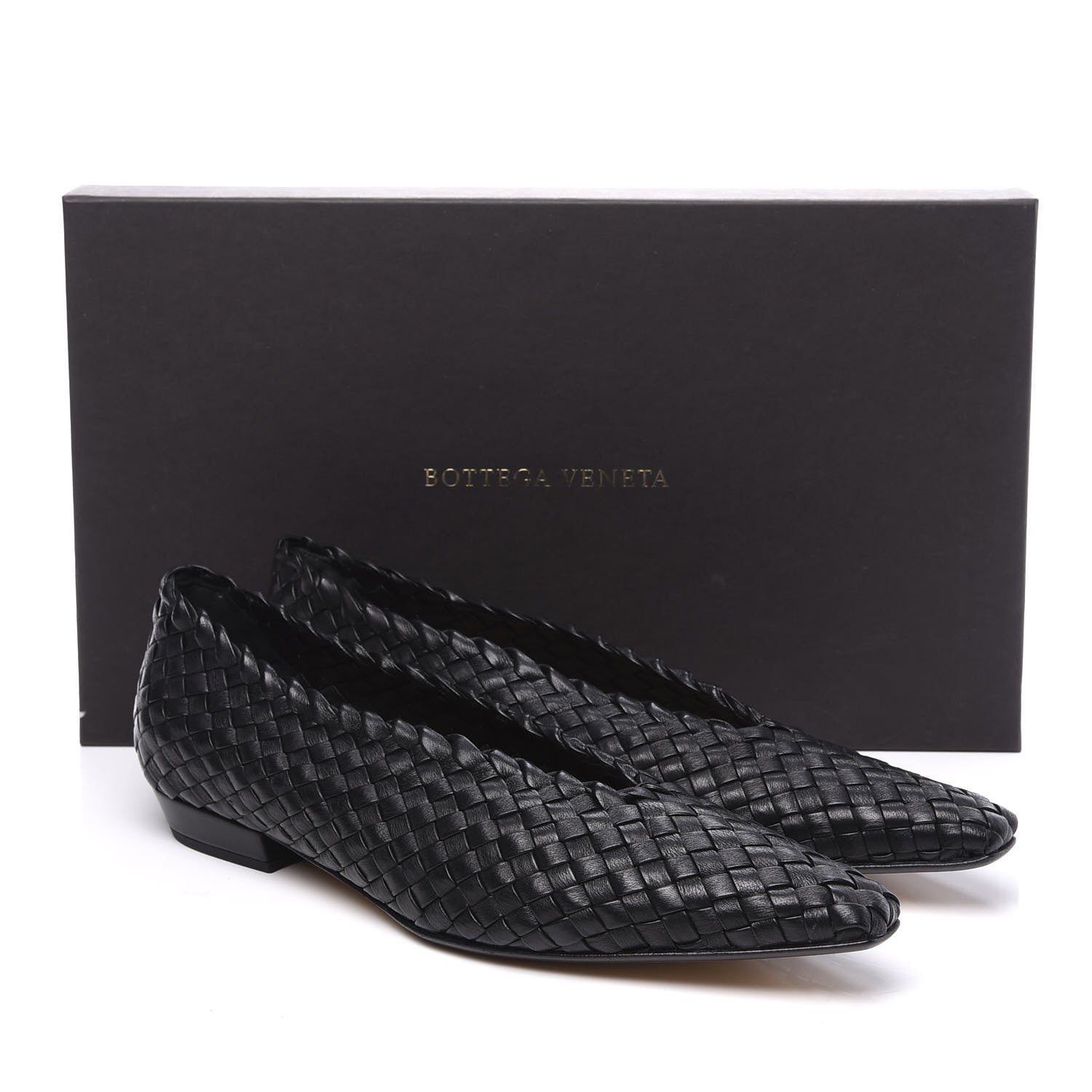 Bottega Veneta Nappa Intrecciato Almond Flats 39 Black 10 of 10