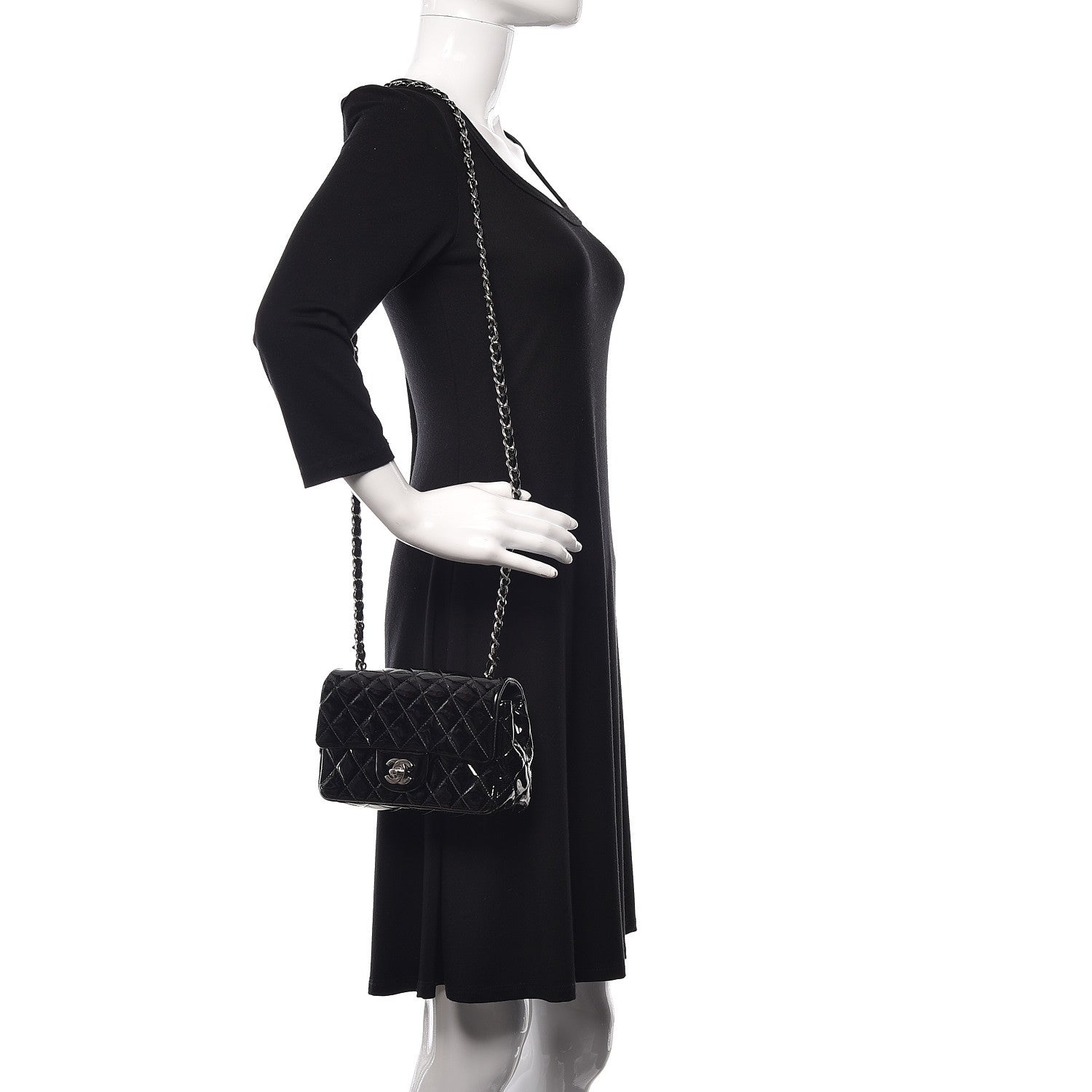 Chanel Patent Calfskin Quilted Mini Rectangular Flap Black 2 of 20