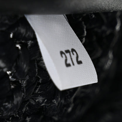 Prada Yarn Raffia Effect Crochet Logo Embroidered Tote Bag Black 7 of 10