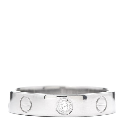 Cartier 18K White Gold Diamond 4mm LOVE Wedding Band Ring 51 5.75 1 of 4