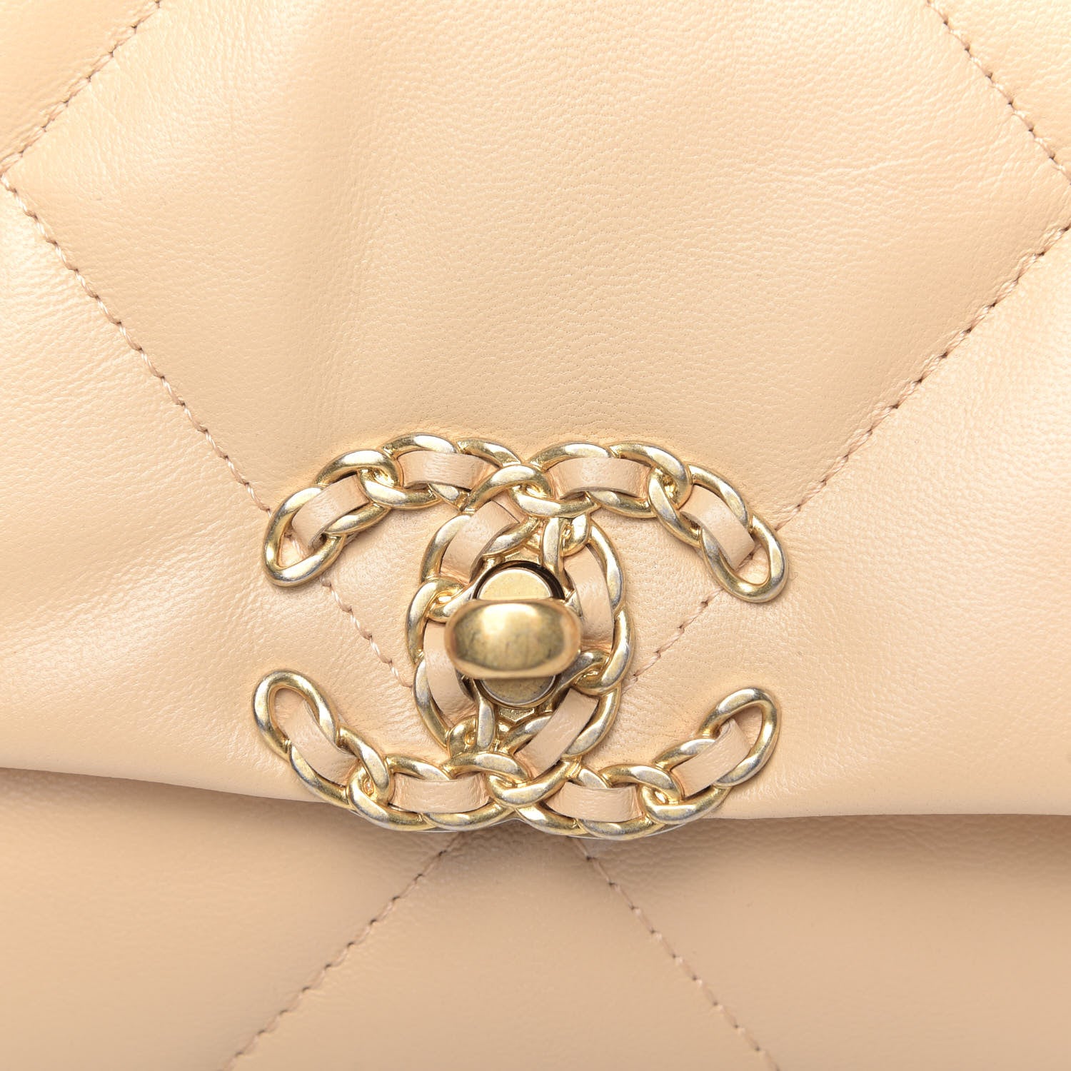 Chanel Shiny Goatskin Quilted Medium Chanel 19 Flap Beige 8 of 11