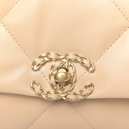 Chanel Shiny Goatskin Quilted Medium Chanel 19 Flap Beige 8 of 11