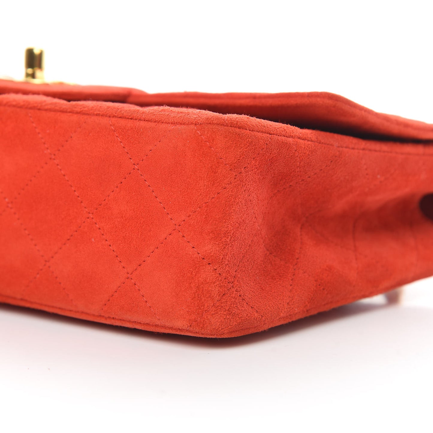 Suede Quilted Medium Single Flap Red