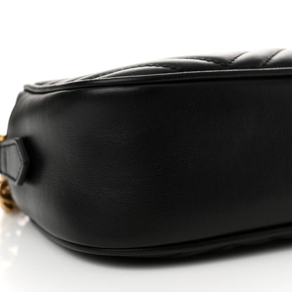 Gucci Calfskin Matelasse Small GG Marmont Chain Shoulder Bag Black 9 of 13