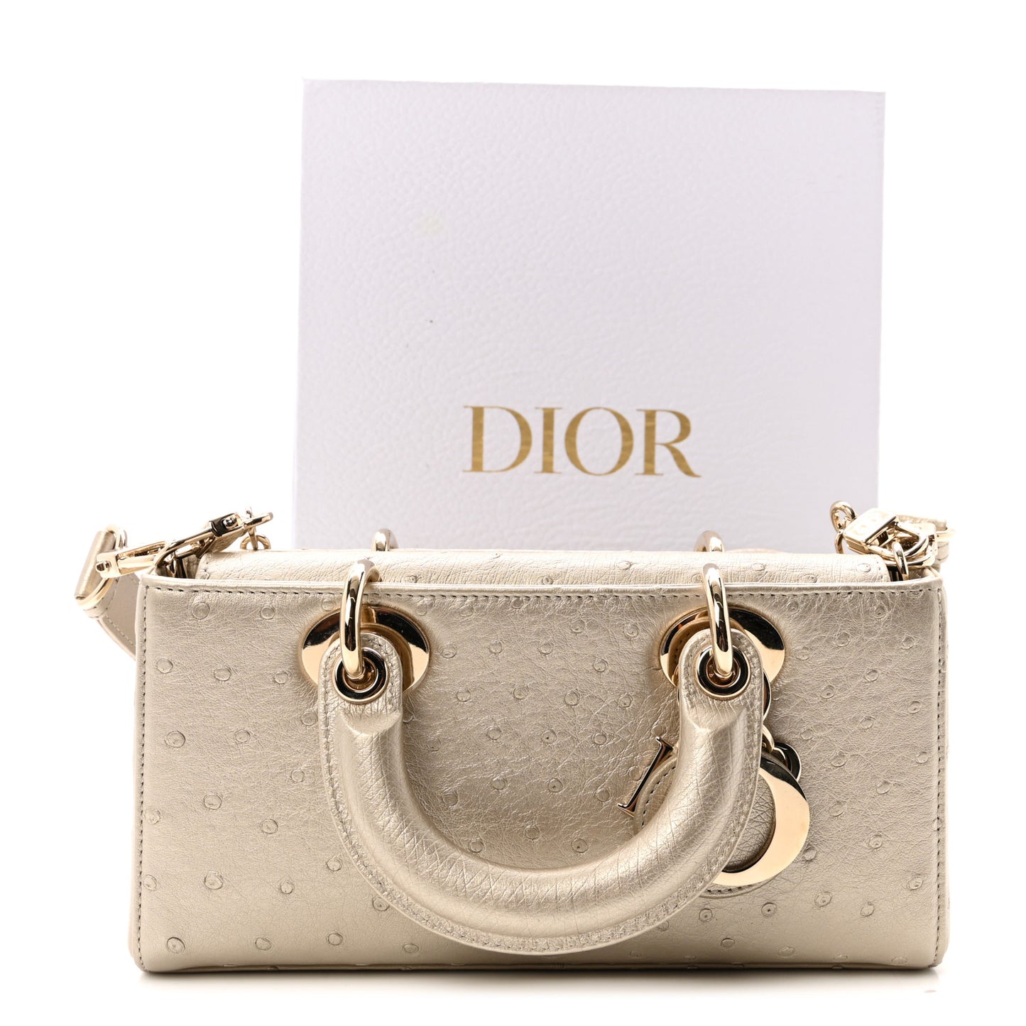 Metallic Ostrich Small Lady D-Joy Champagne