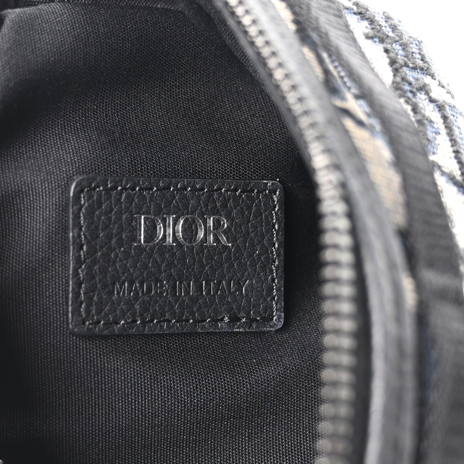 Christian Dior Grained Calfskin Oblique Scarab Sling Bag Blue Black 6 of 10