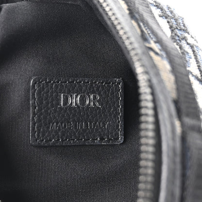 Christian Dior Grained Calfskin Oblique Scarab Sling Bag Blue Black 6 of 10