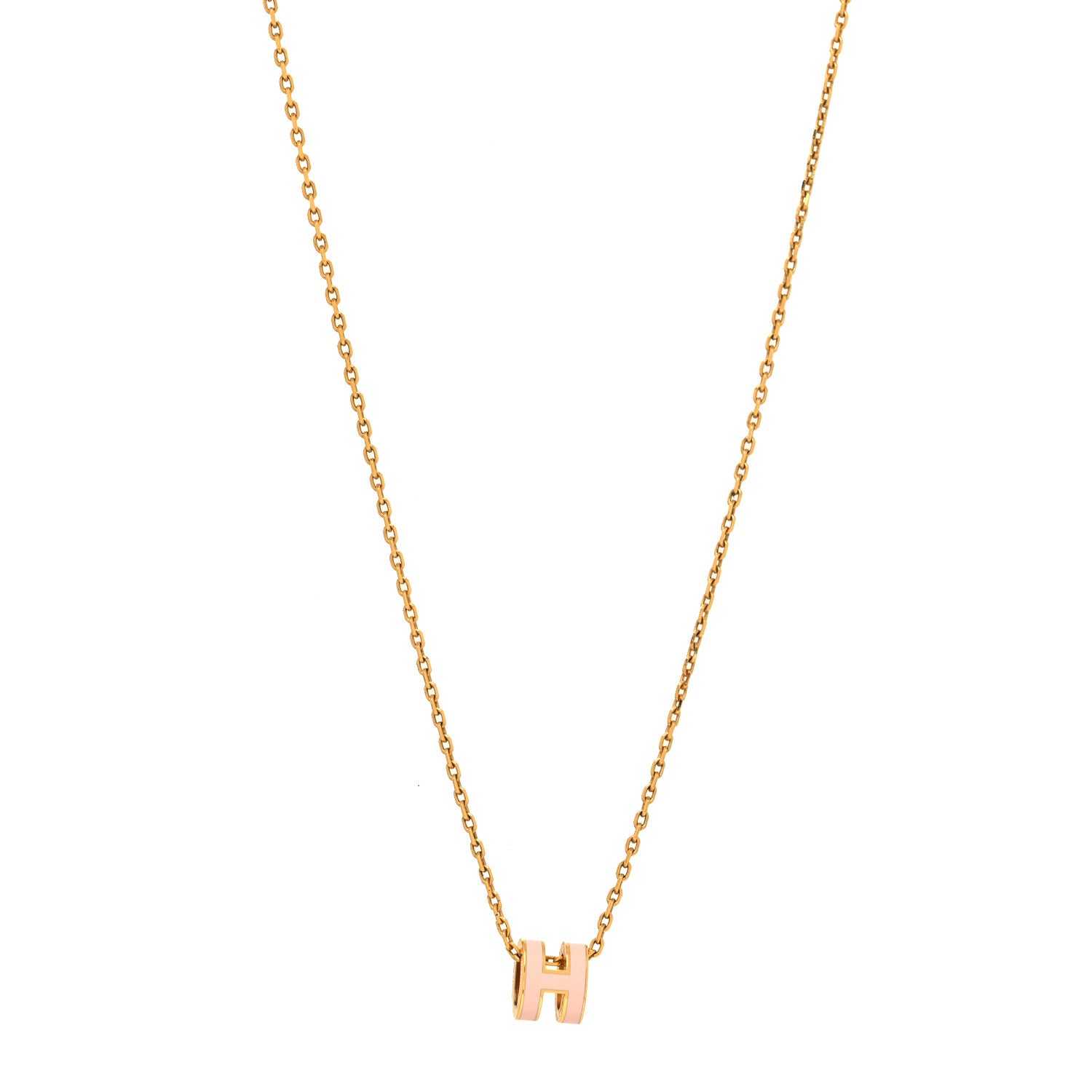 Hermes Lacquered Rose Gold Mini Pop H Pendant Necklace Rose Dragee 1 of 5