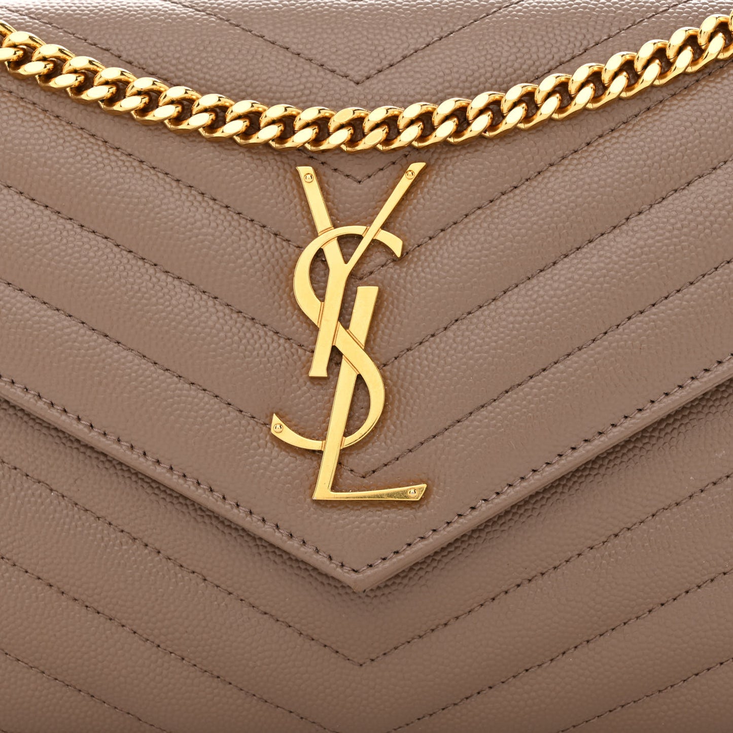 Grain De Poudre Matelasse Chevron Monogram Chain Wallet Fard