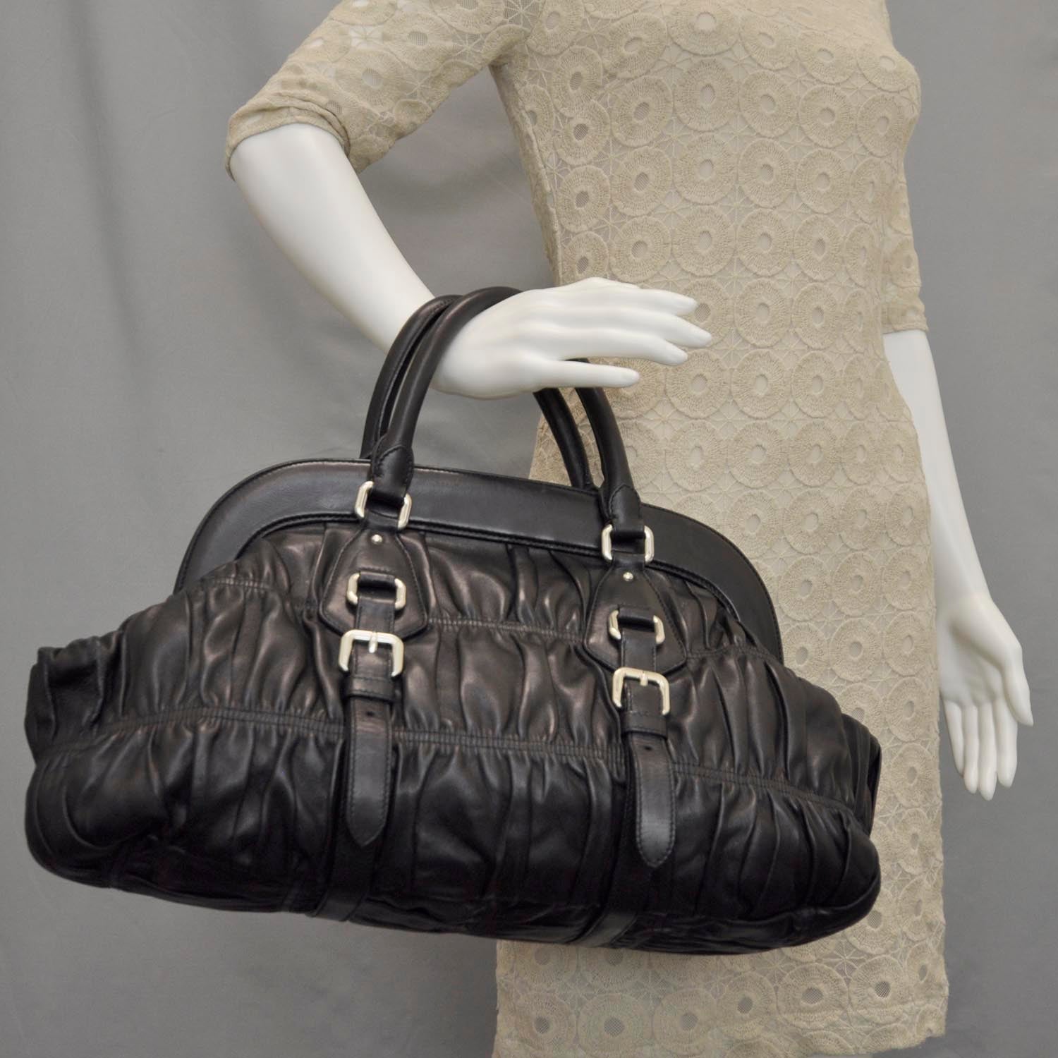 Prada Nappa Leather Gaufre Framed Bag Nero Black 2 of 9