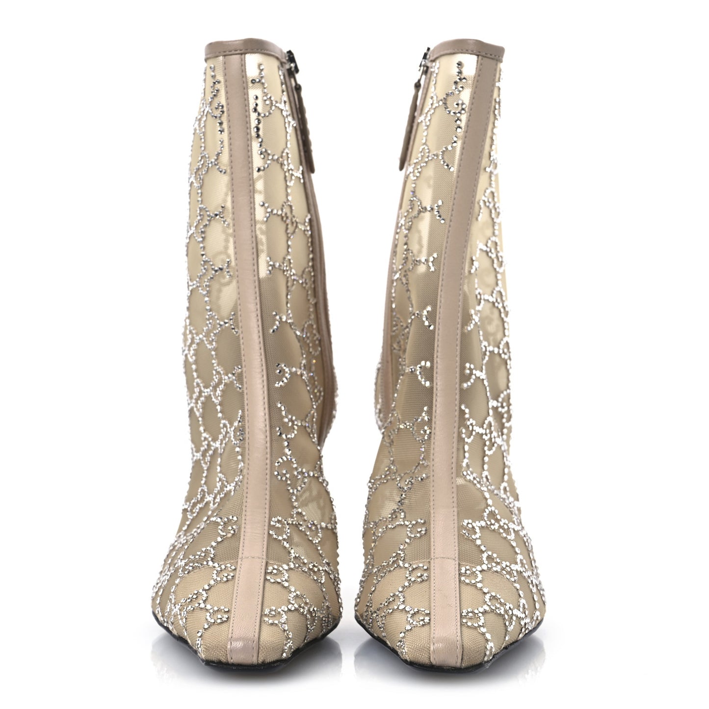 Tela Retino Kid Scamosciato Crystal GG Monogram Square Demi Boot 38.5 Light Powder Skin Rose