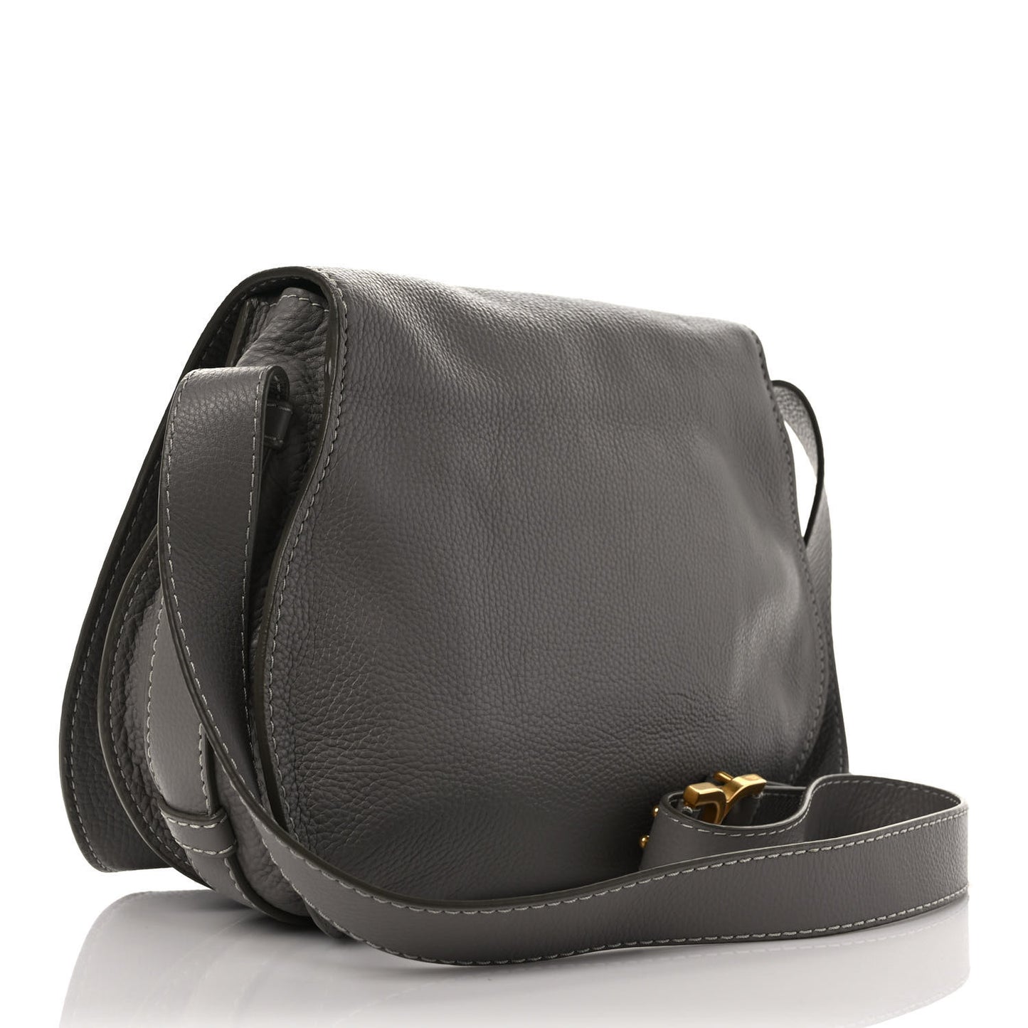 Calfskin Medium Marcie Round Crossbody Bag Cashmere Grey