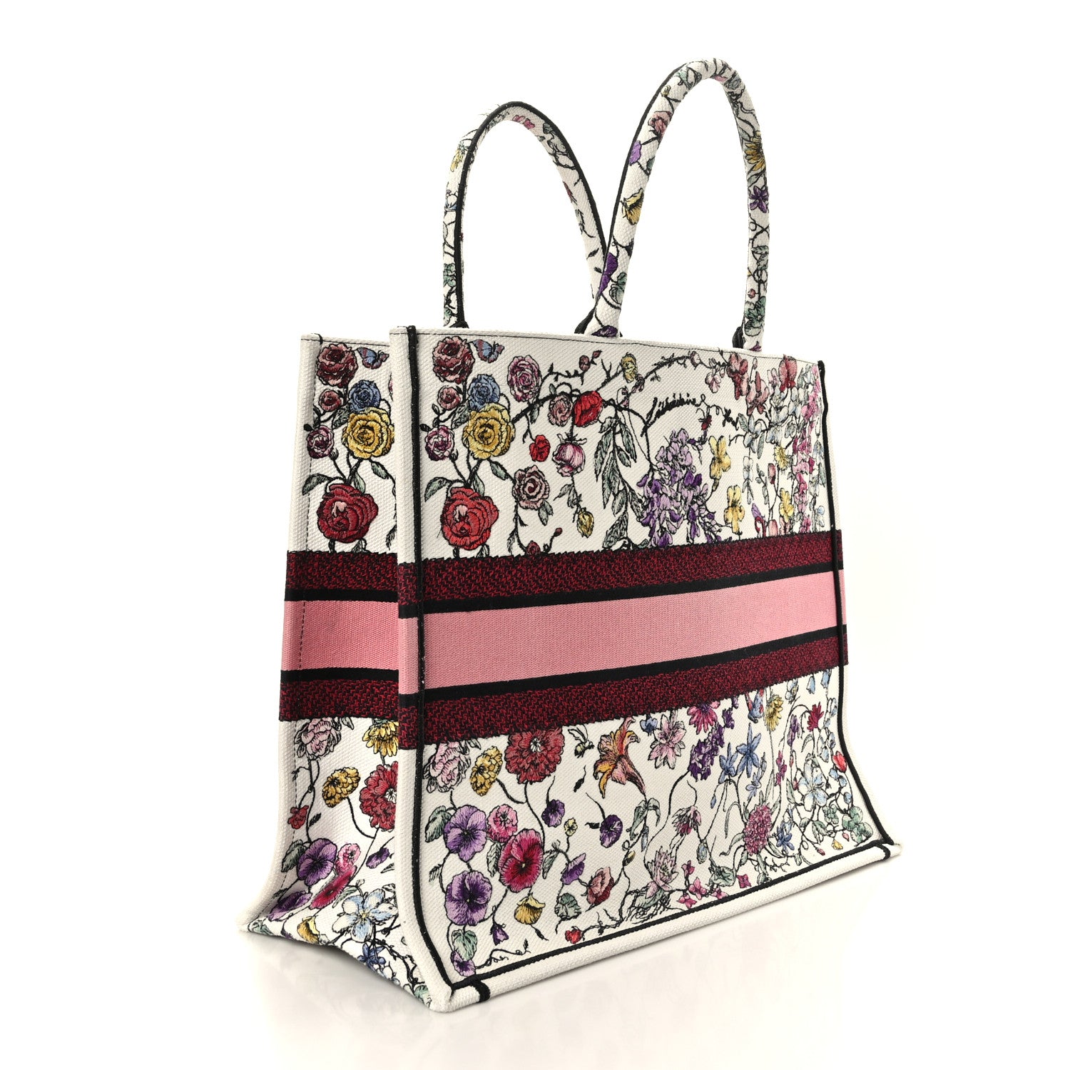 Christian Dior Canvas Embroidered Large Florilegio Book Tote White Multicolor 3 of 9