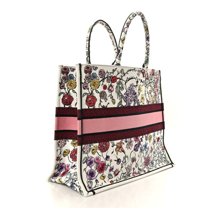 Christian Dior Canvas Embroidered Large Florilegio Book Tote White Multicolor 3 of 9