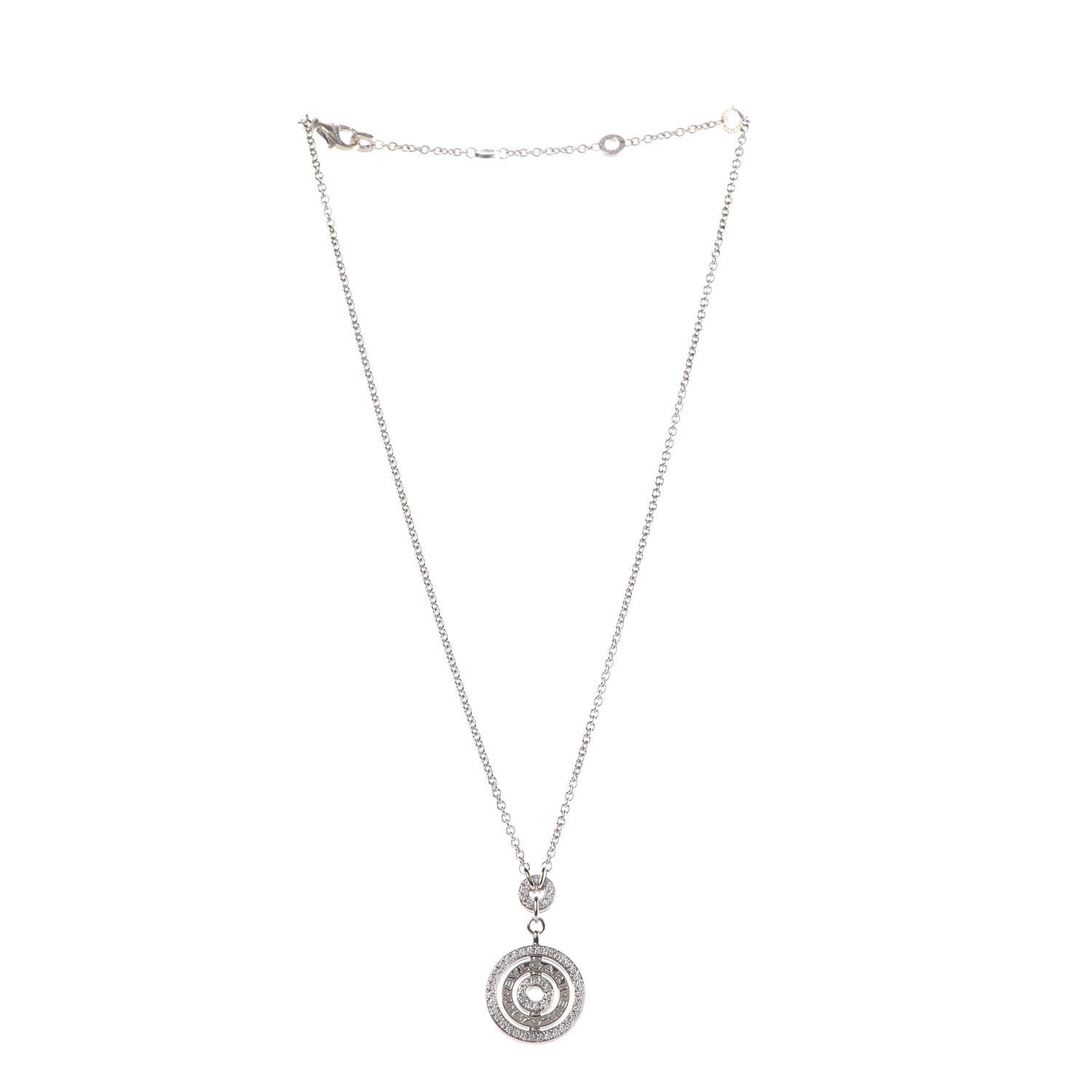 Bulgari 18K White Gold Diamond Astrale Cerchi Pendant Necklace 3 of 6