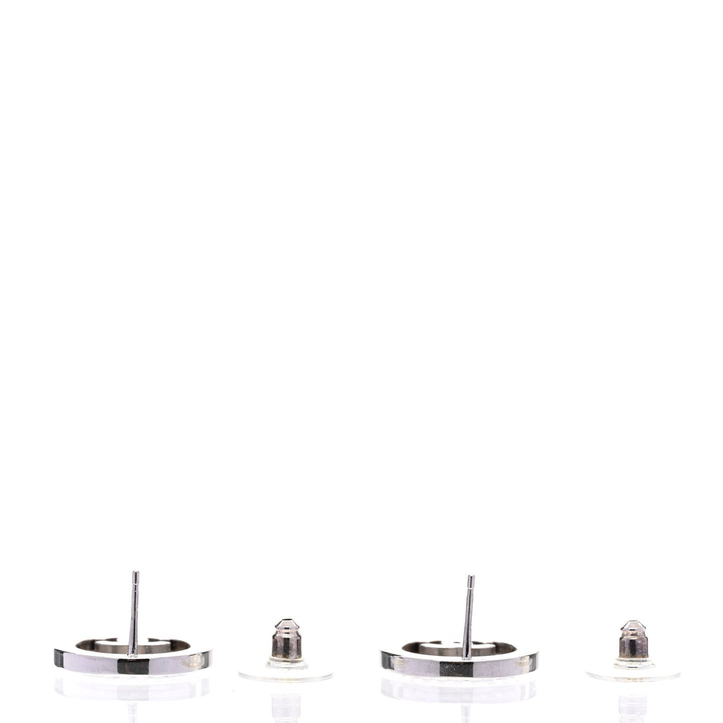 Crystal CC Round Earrings Silver