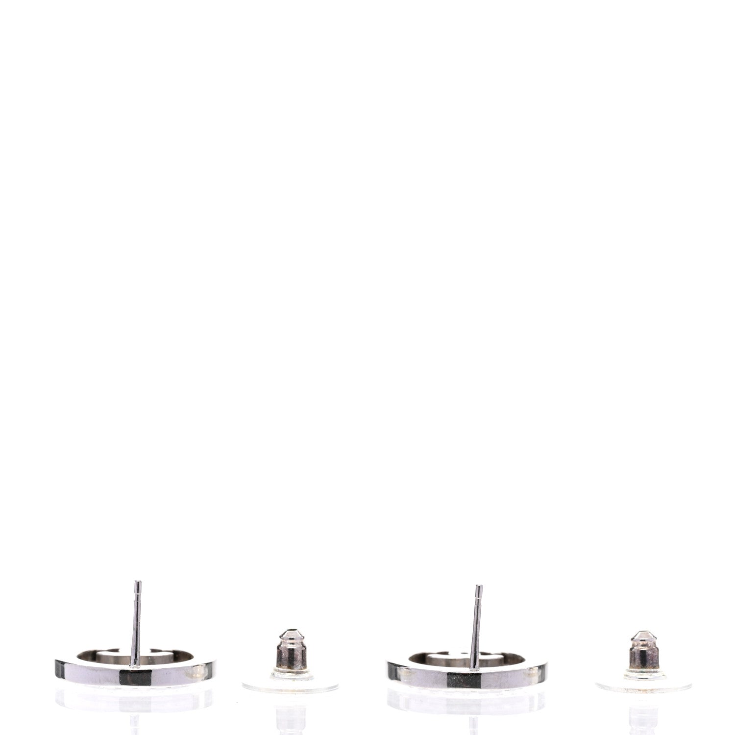 Chanel Crystal CC Round Earrings Silver 4 of 5