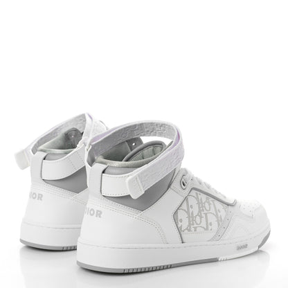Christian Dior Smooth Calfskin Oblique Galaxy Perforated Mens B27 Mid Top Sneakers 41 White Grey 3 of 9