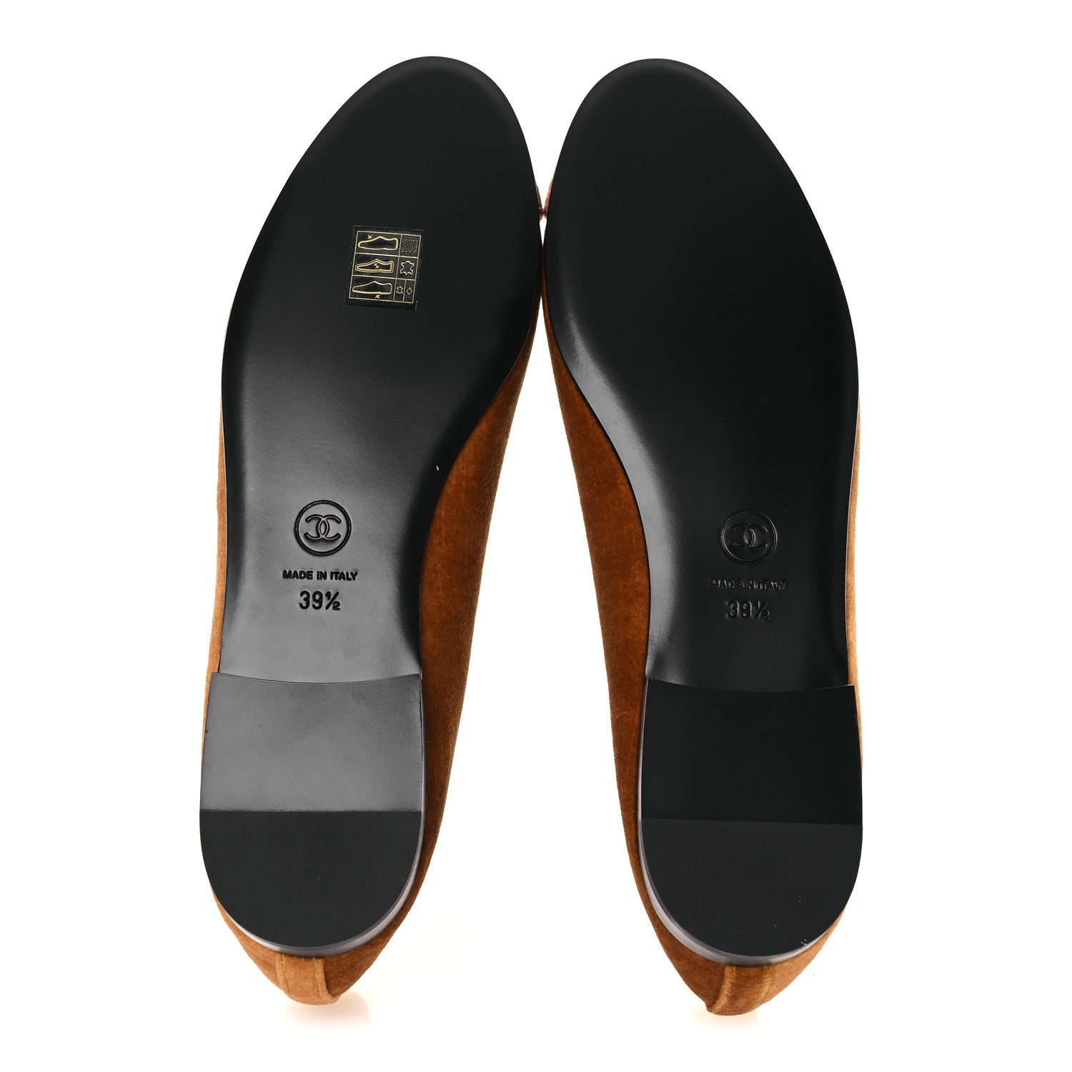 Chanel Velvet Cap Toe CC Ballerina Flats 39.5 Brown Light Brown 7 of 11