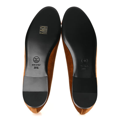 Chanel Velvet Cap Toe CC Ballerina Flats 39.5 Brown Light Brown 7 of 11