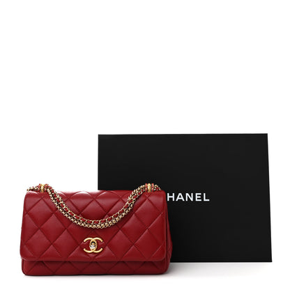Chanel Shiny Lambskin Quilted Multi Stand Flap Dark Red 12 of 12
