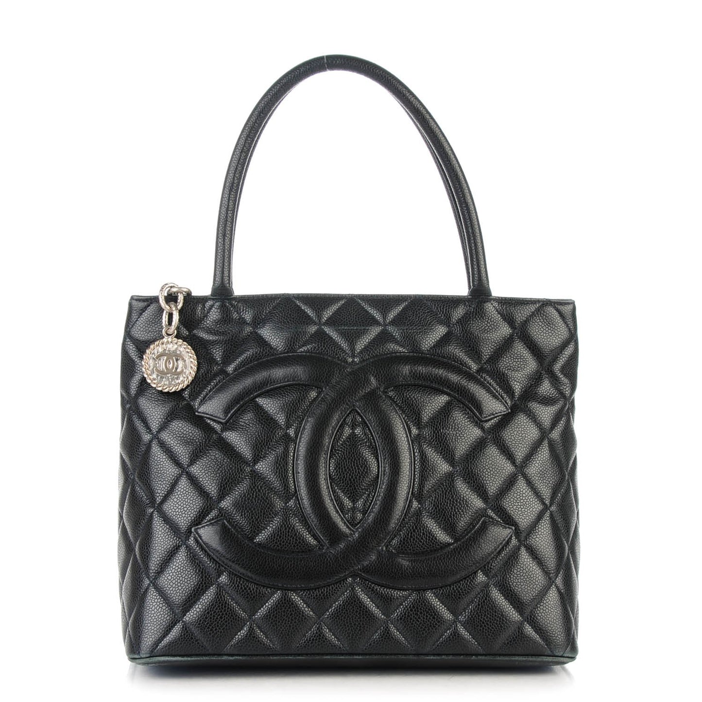 Caviar Quilted Medallion Tote Black