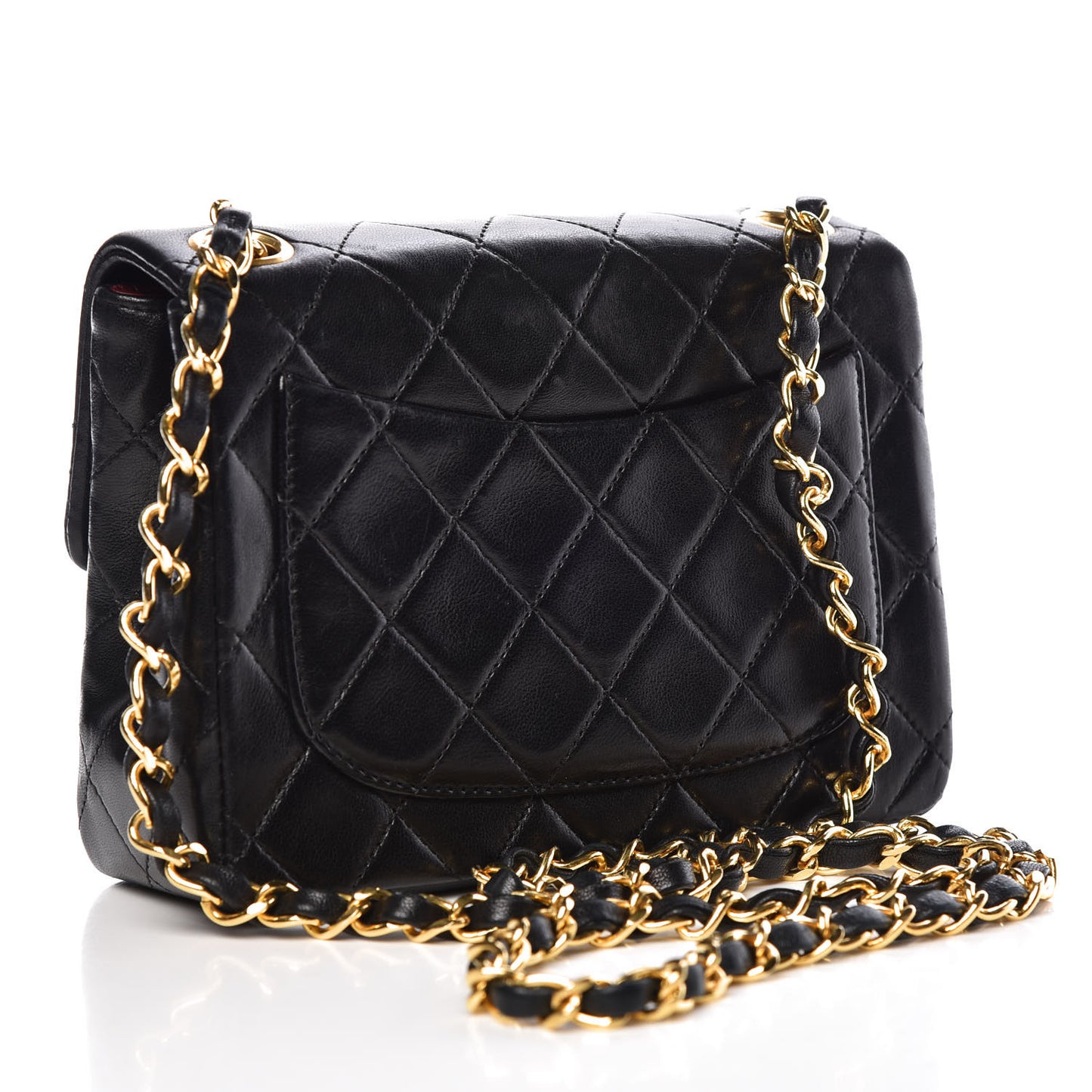 Lambskin Quilted Mini Square Flap Black