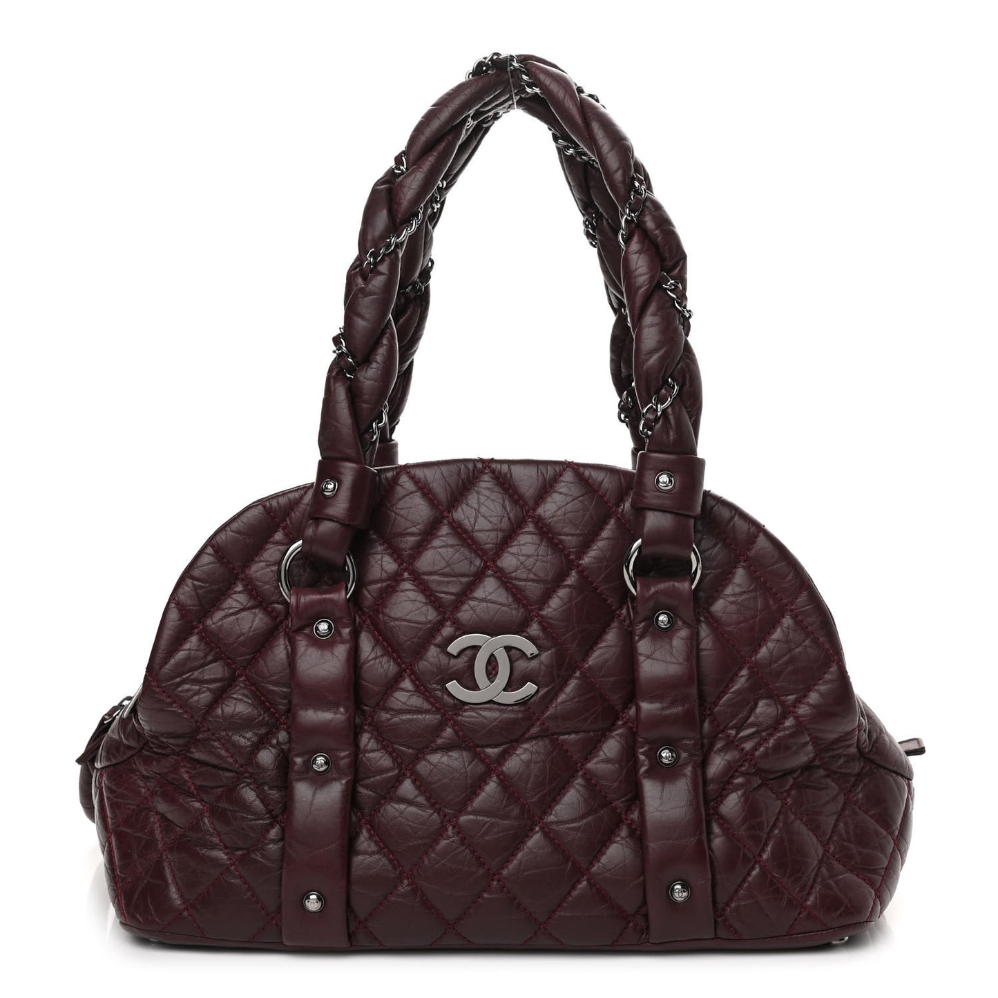 Distressed Lambskin Vintage Ligne Lady Braid Tote Brown