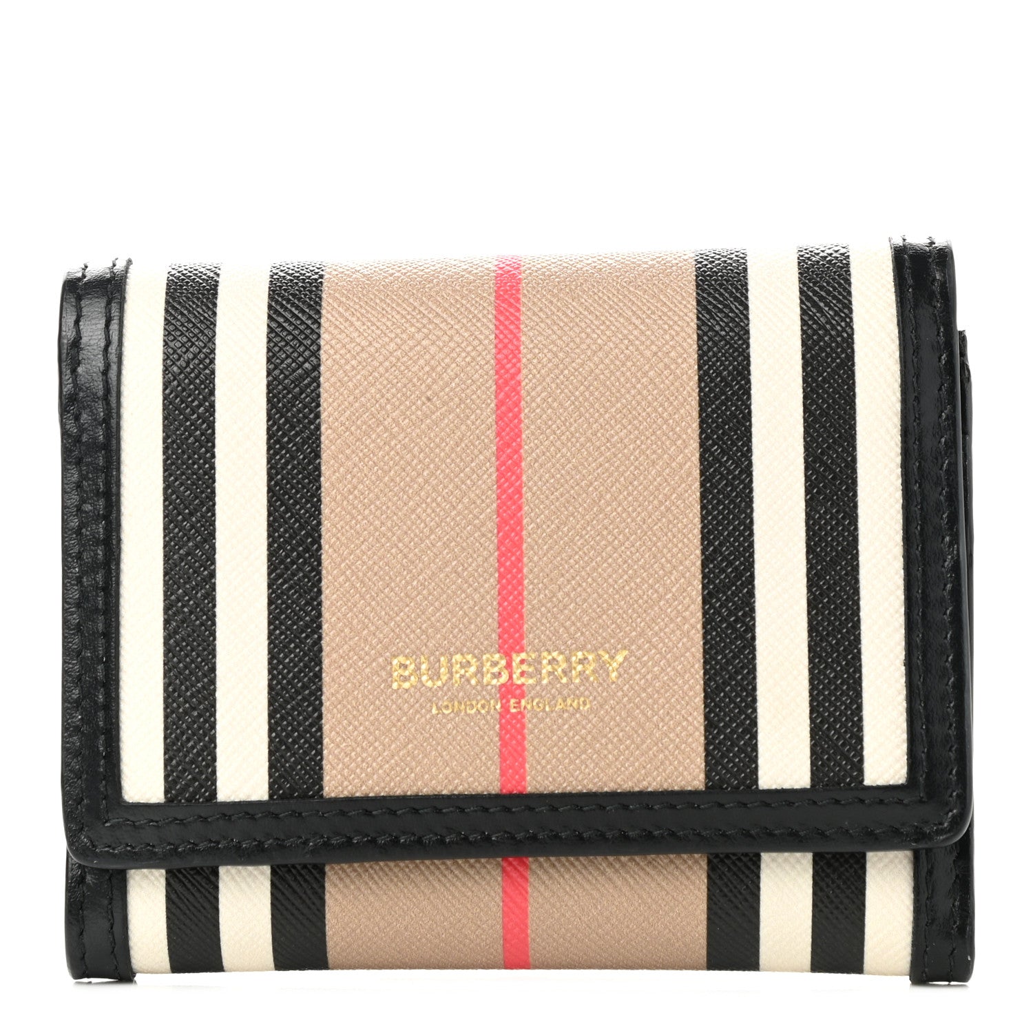 Burberry E-Canvas Icon Stripe Small Folding Wallet Archive Beige 1 of 8