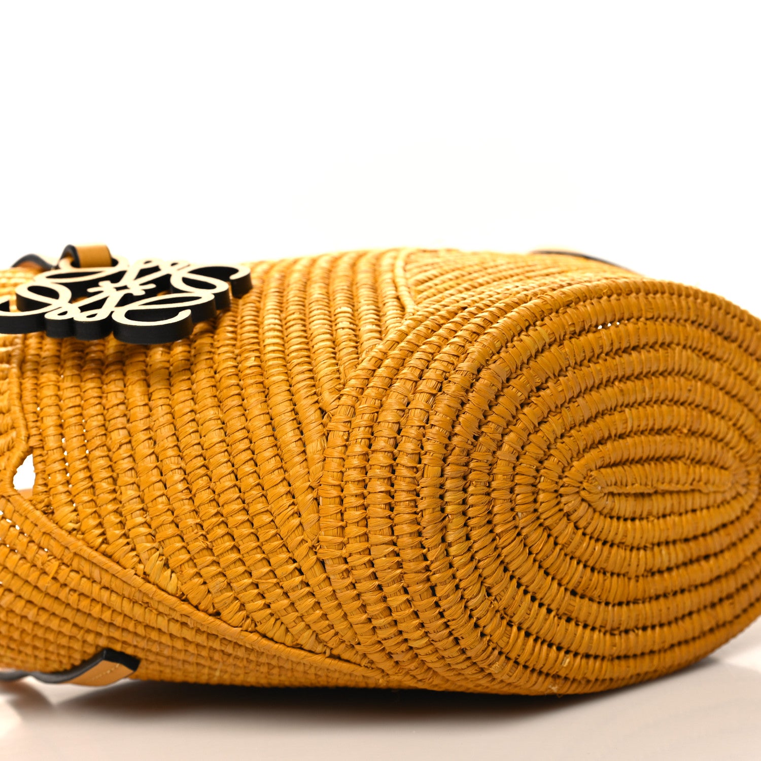 Loewe Calfskin Raffia Paulas Ibiza Petal Basket Tote Bag Ochre 9 of 10