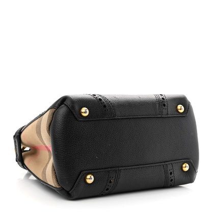 Burberry Grainy Calfskin House Check Baby Brogue Banner Tote Black 4 of 18