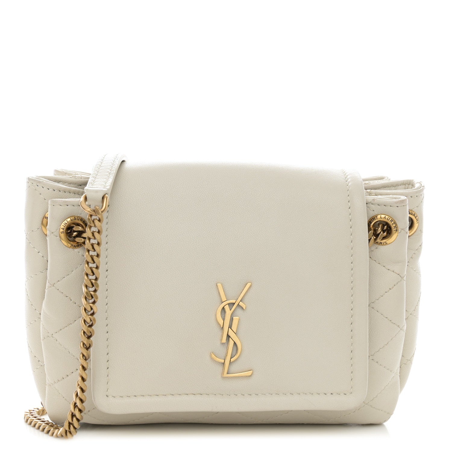 Saint Laurent Lambskin Quilted Monogram Mini Nolita Blanc Vintage 1 of 12