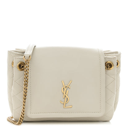 Saint Laurent Lambskin Quilted Monogram Mini Nolita Blanc Vintage 1 of 12