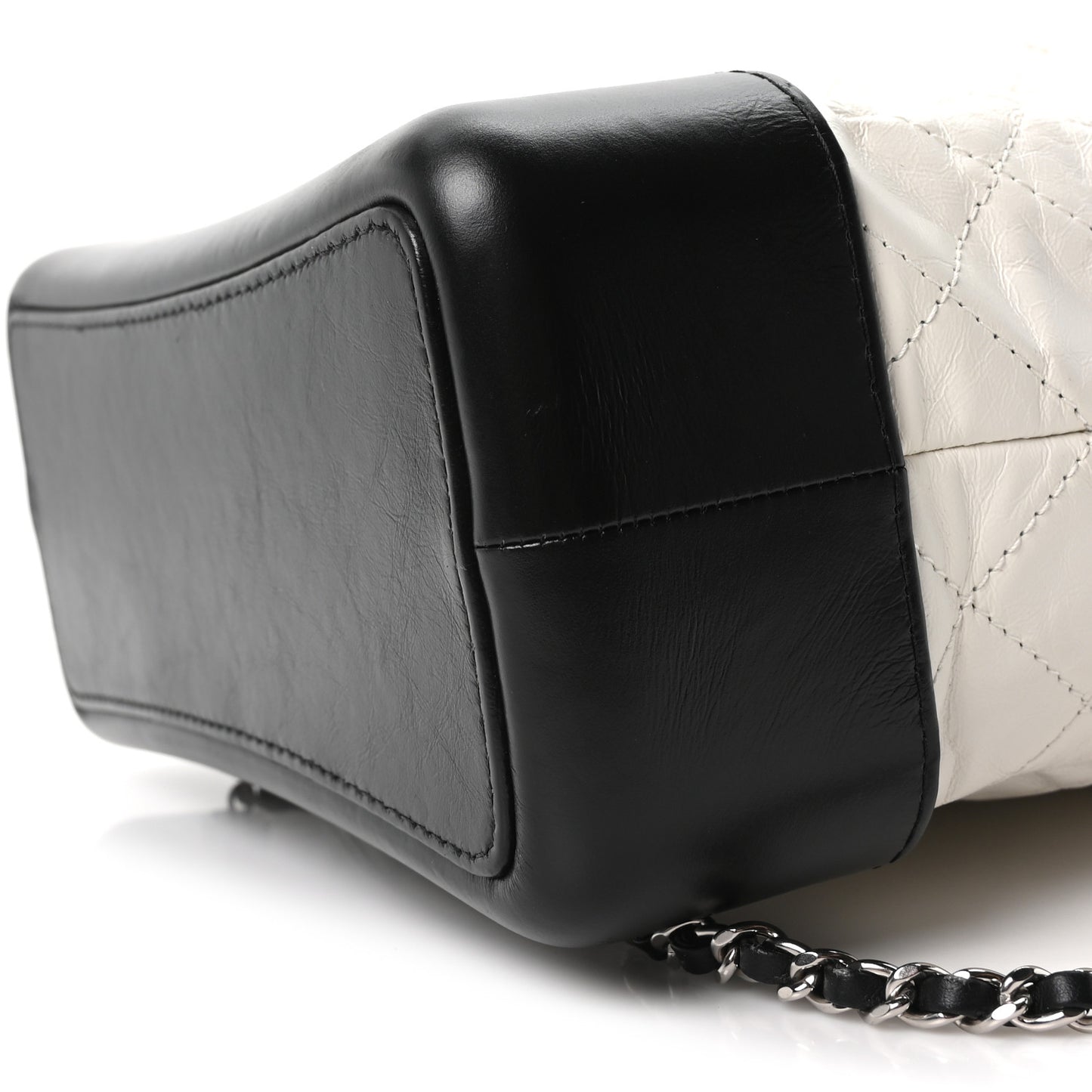 Aged Calfskin Quilted Gabrielle Backpack Black White