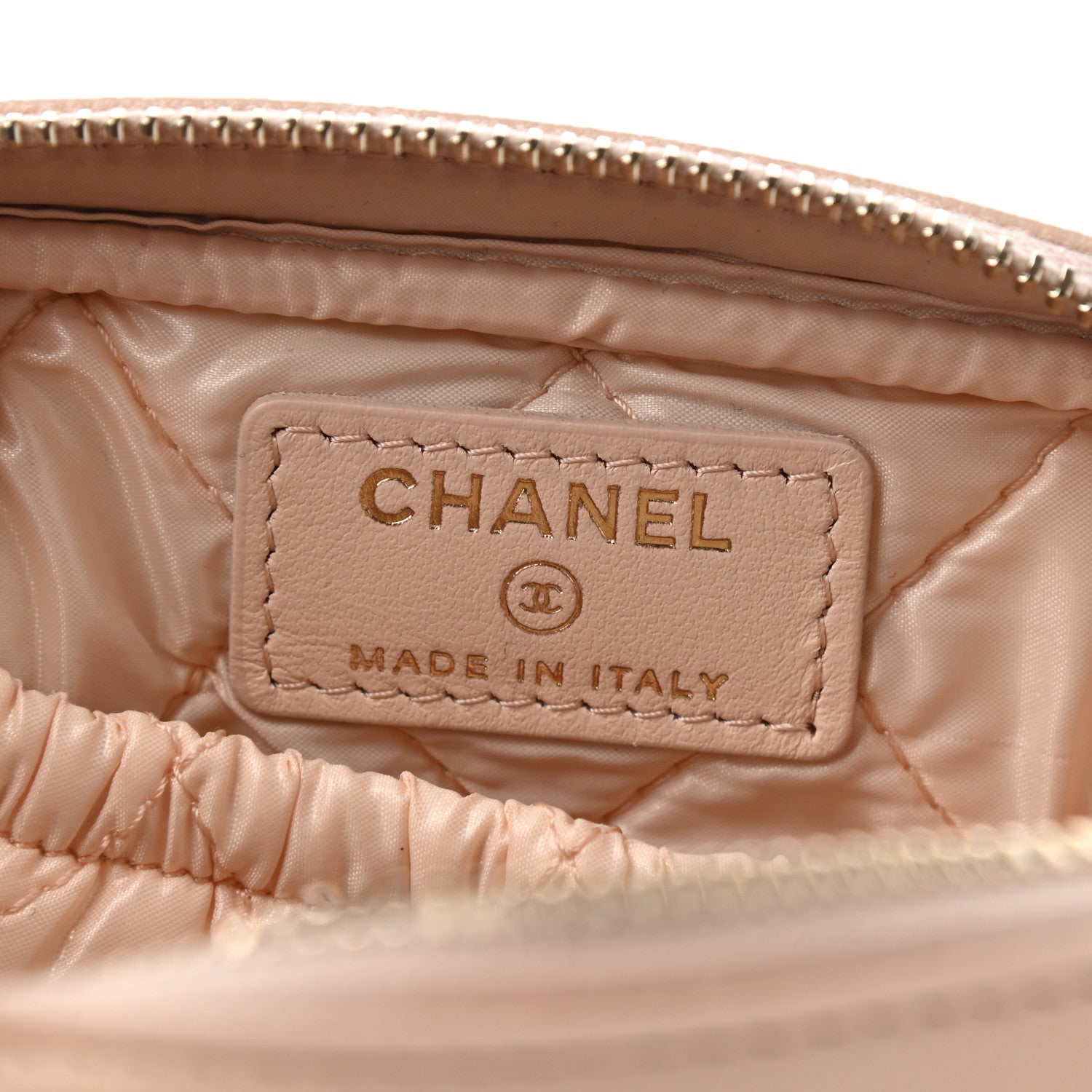 Chanel Caviar Quilted Small Curvy Pouch Cosmetic Case Light Beige 6 of 8