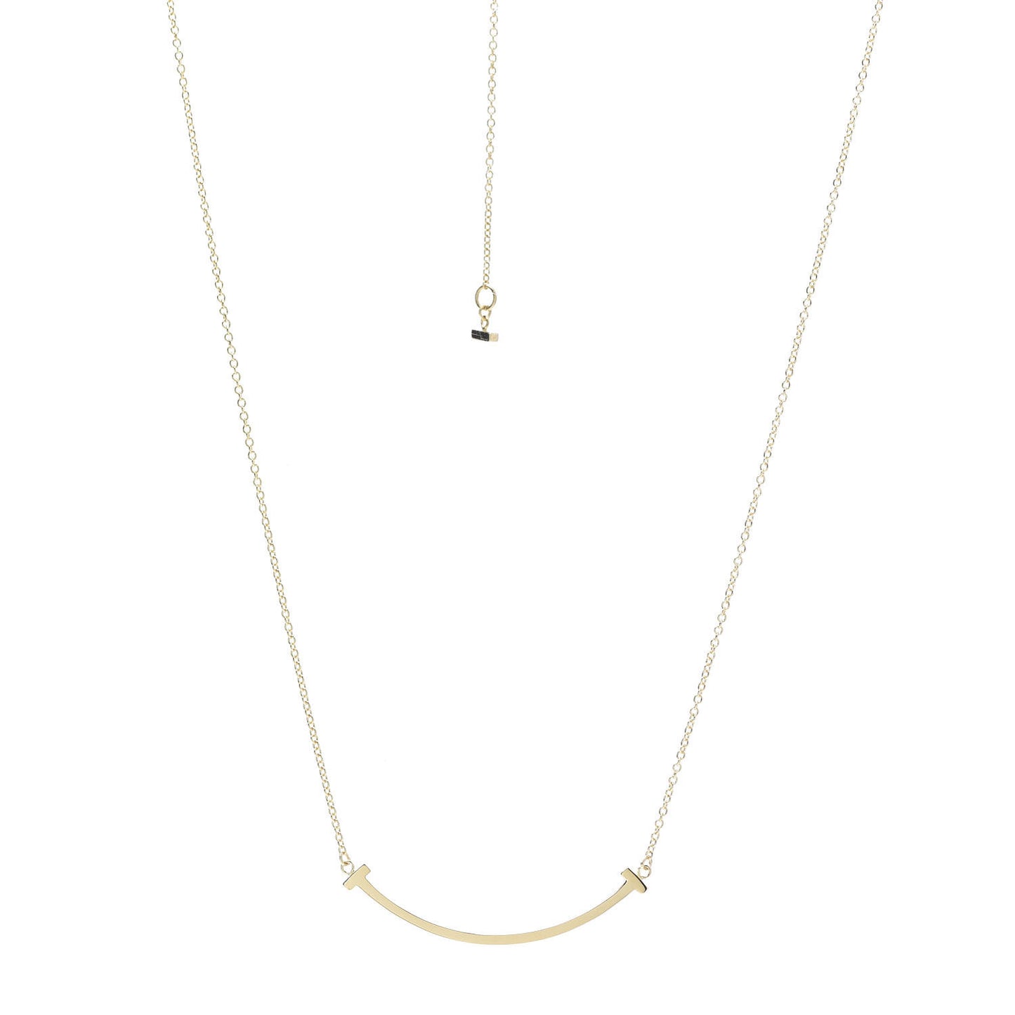 18K Yellow Gold Small T Smile Pendant Necklace