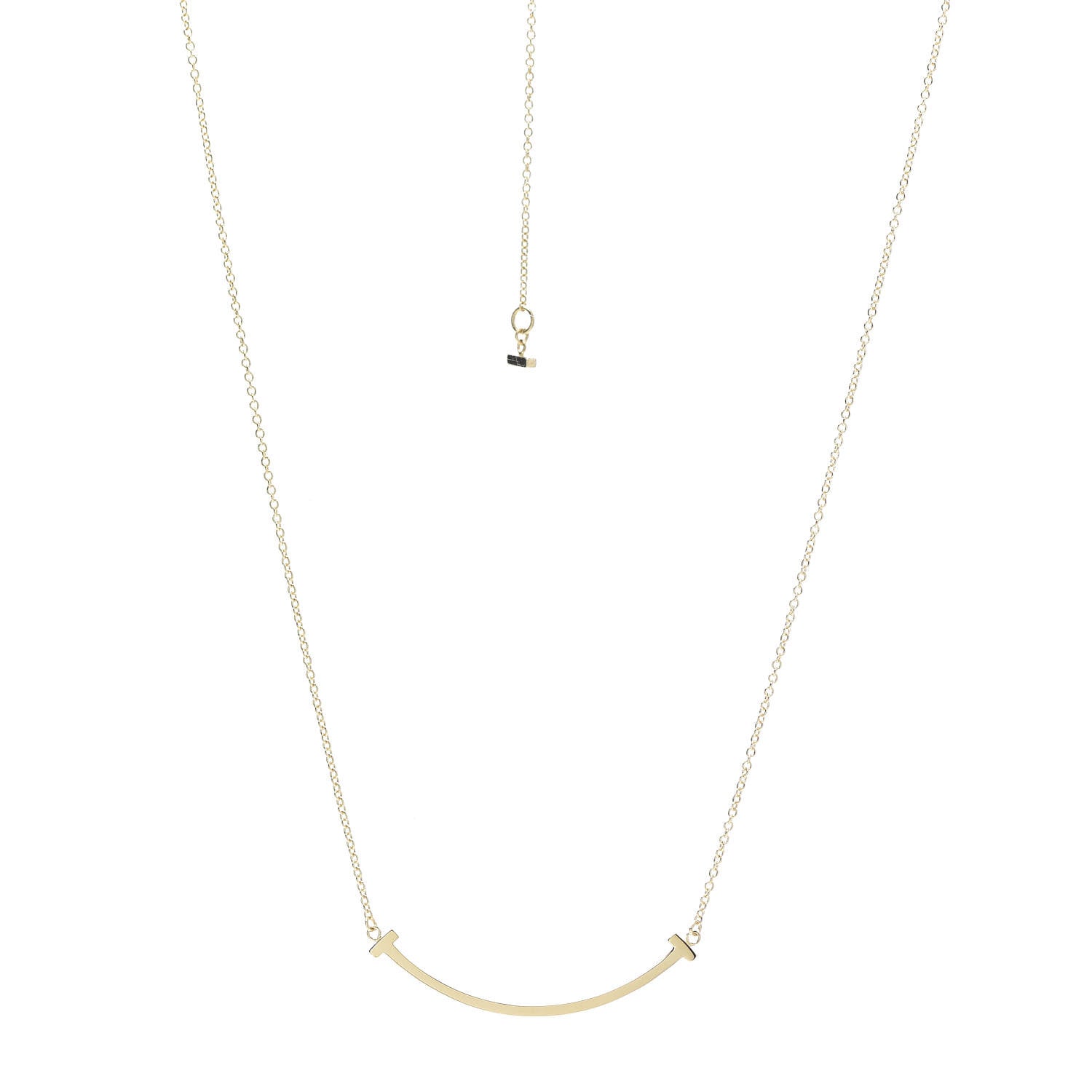 Tiffany 18K Yellow Gold Small T Smile Pendant Necklace 1 of 8