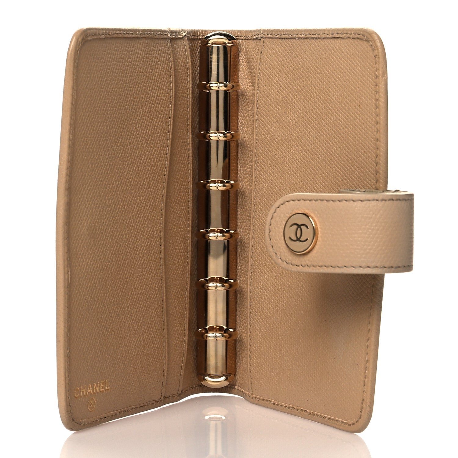 Chanel Grained Calfskin CC Button Pocket Agenda Cover Beige 5 of 10