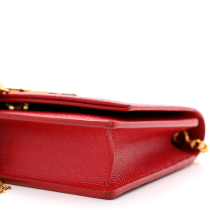 Saint Laurent Grain De Poudre Classic Monogram Kate Tassel Chain Wallet Red 9 of 12