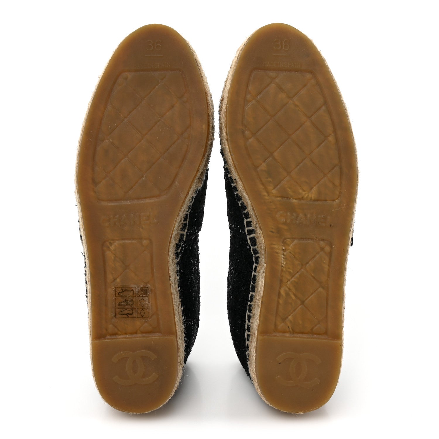 Chanel Tweed Patent Goatskin Sequin CC Espadrilles 36 Black 5 of 8