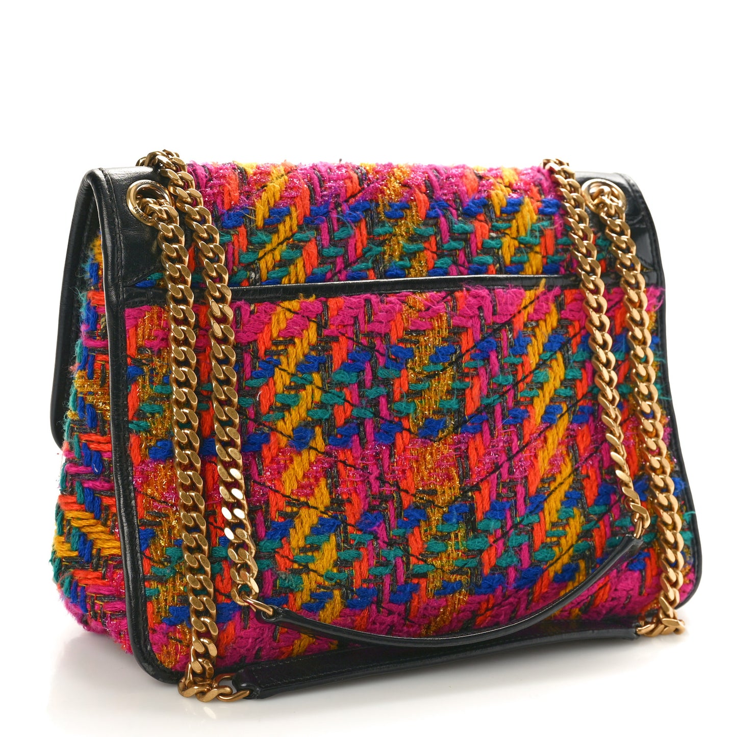 Tweed Calfskin Matelasse Monogram Medium Niki Chain Satchel Multicolor