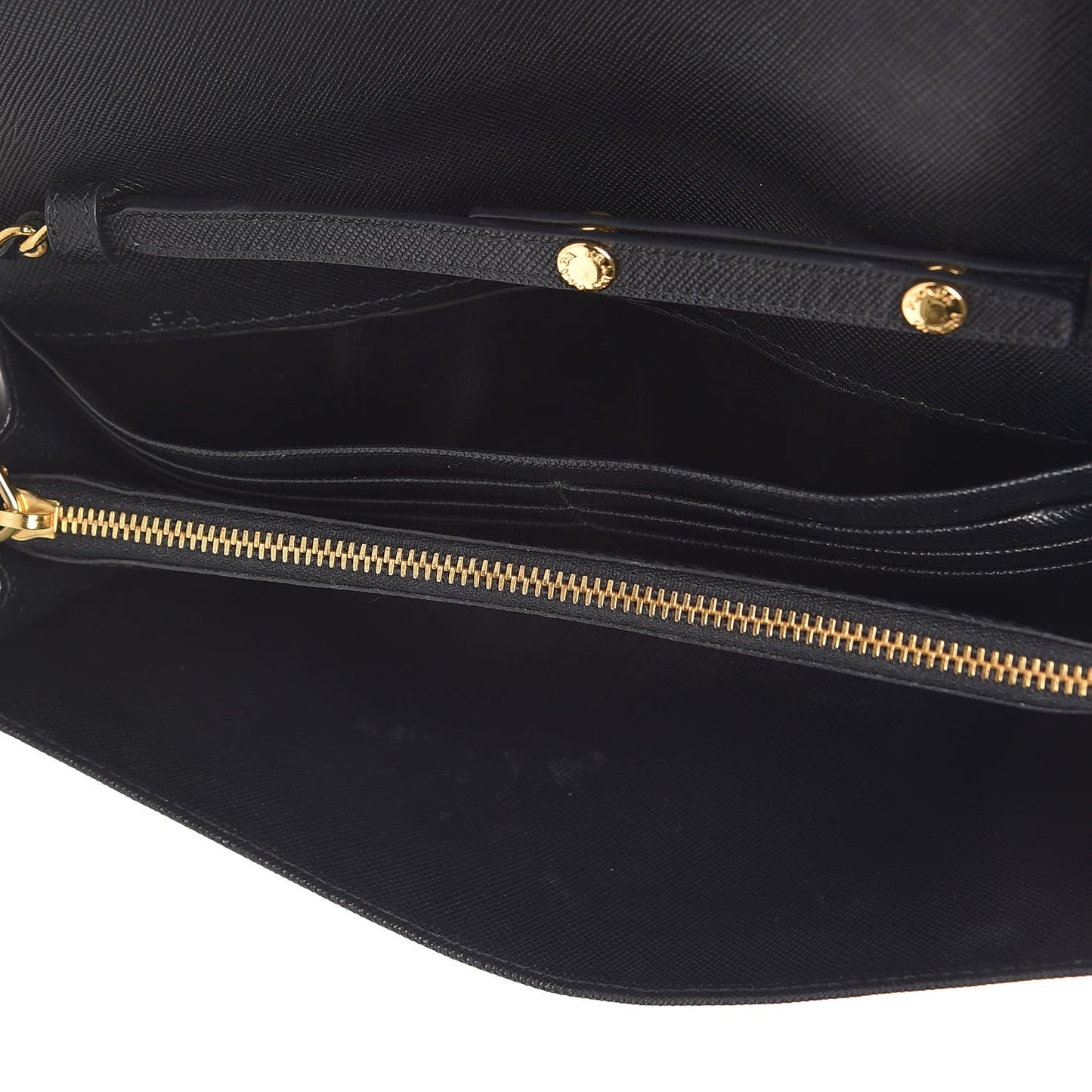 Saffiano Metal Oro Chain Wallet Black