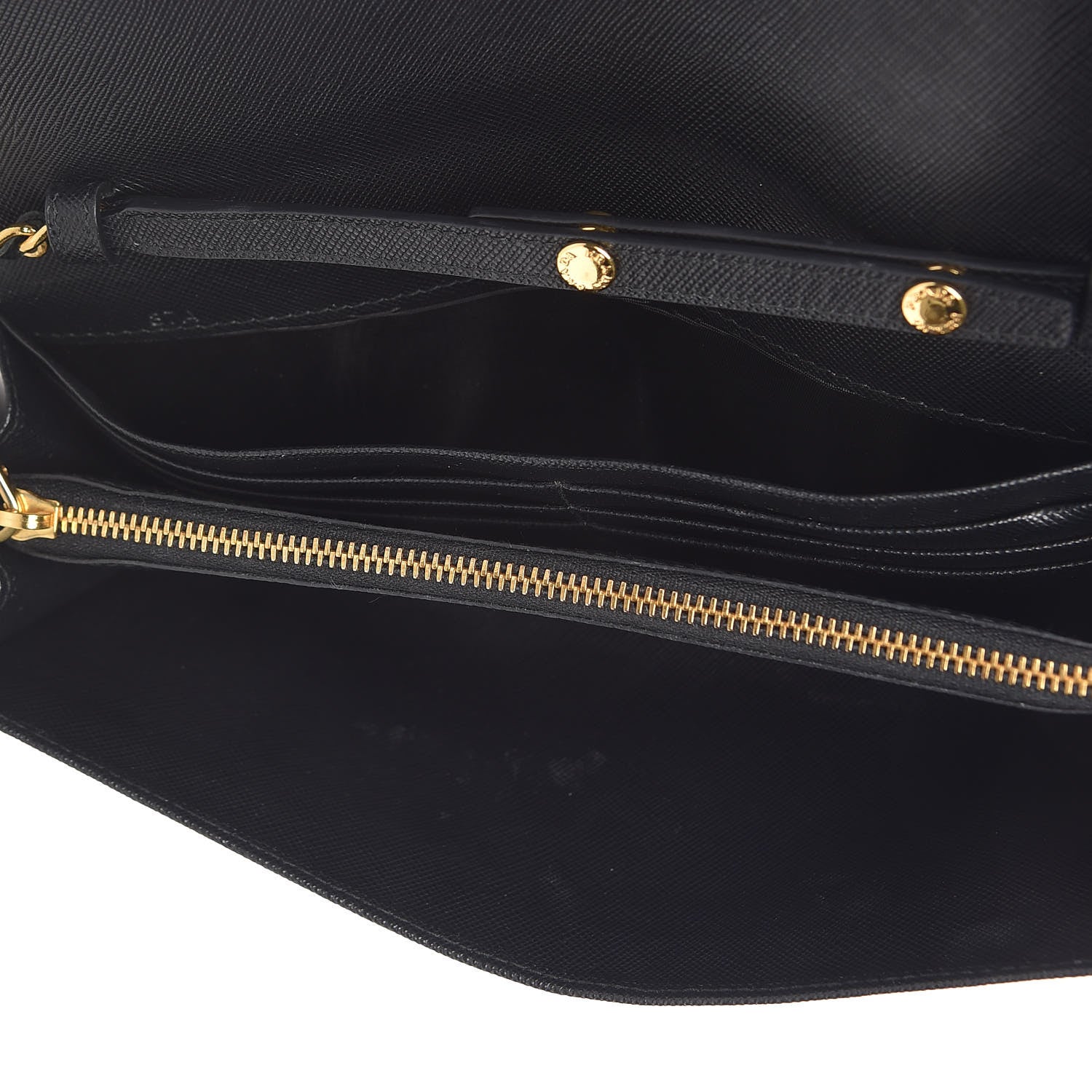 Prada Saffiano Metal Oro Chain Wallet Black 5 of 12