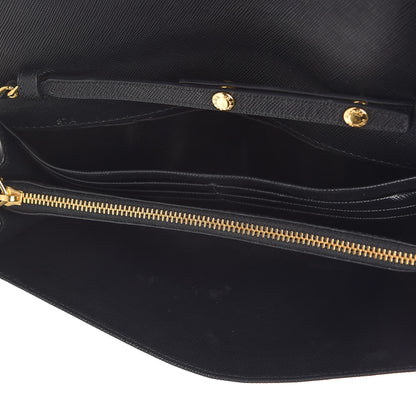 Prada Saffiano Metal Oro Chain Wallet Black 5 of 12